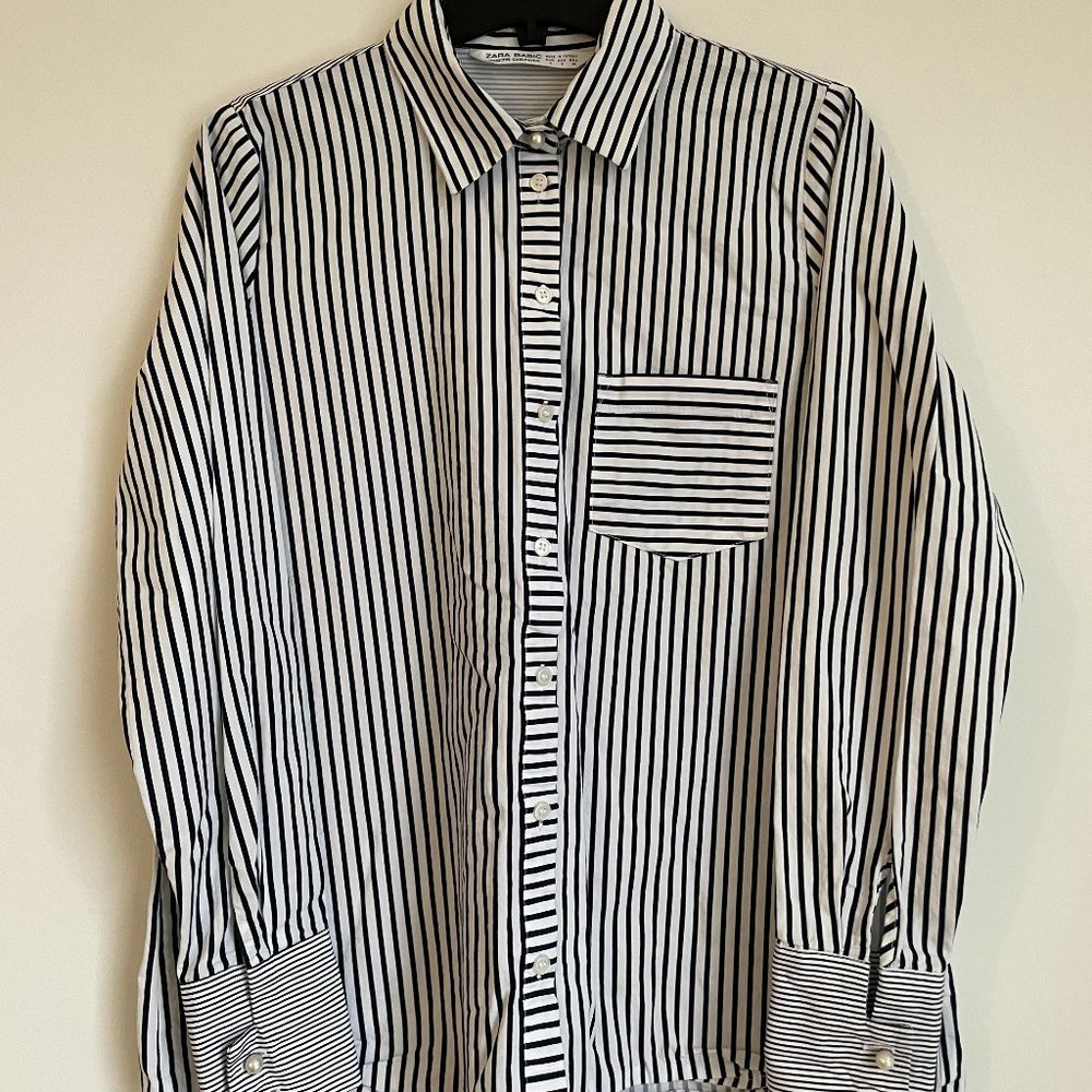 Zara navy striped blouse SMALL